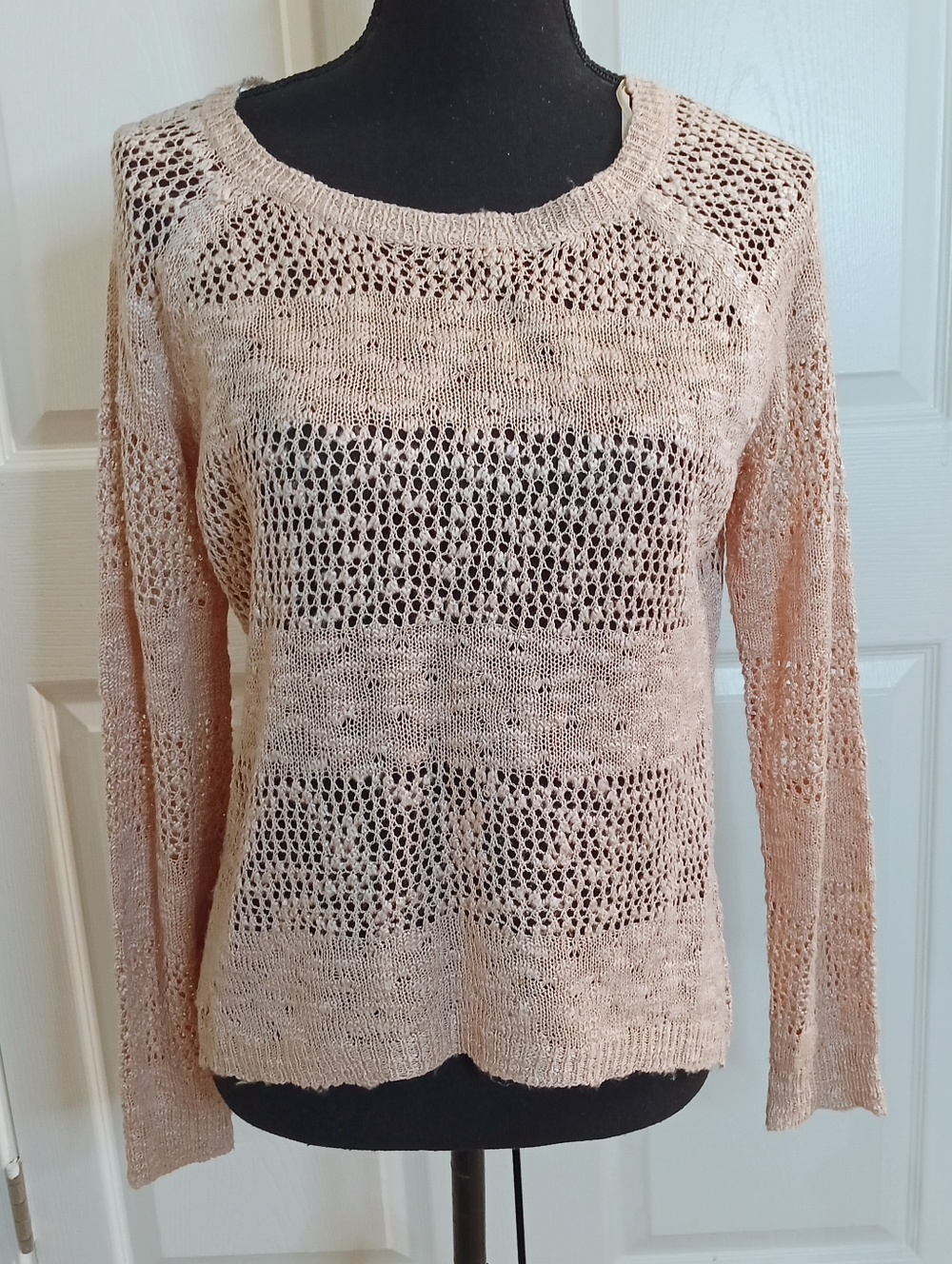 Pink‎ Republic Peach Open-Knit Crewneck Sweater